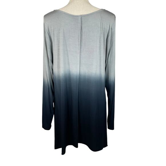 Torrid SZ 1 (1X-Large) Tunic Top Ombre Long Sleeve Scoop Neck Shark Bite Hem - Picture 4 of 8
